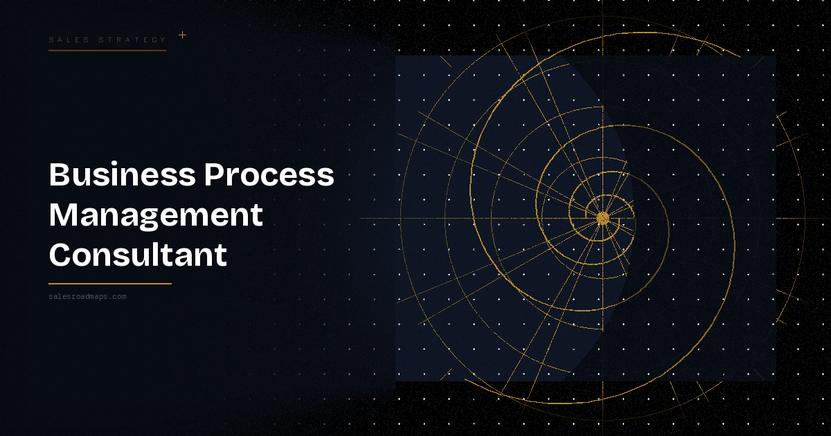 Hero banner with the headline 'Business Process Management Consultant' on the left and a gold radar-like diagram on the right.