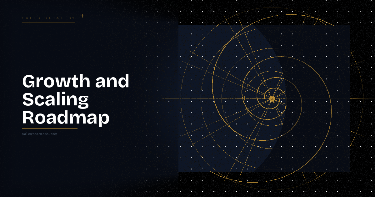 Hero banner: 'Growth and Scaling Roadmap' title on a dark gradient with a gold radar chart on the right.