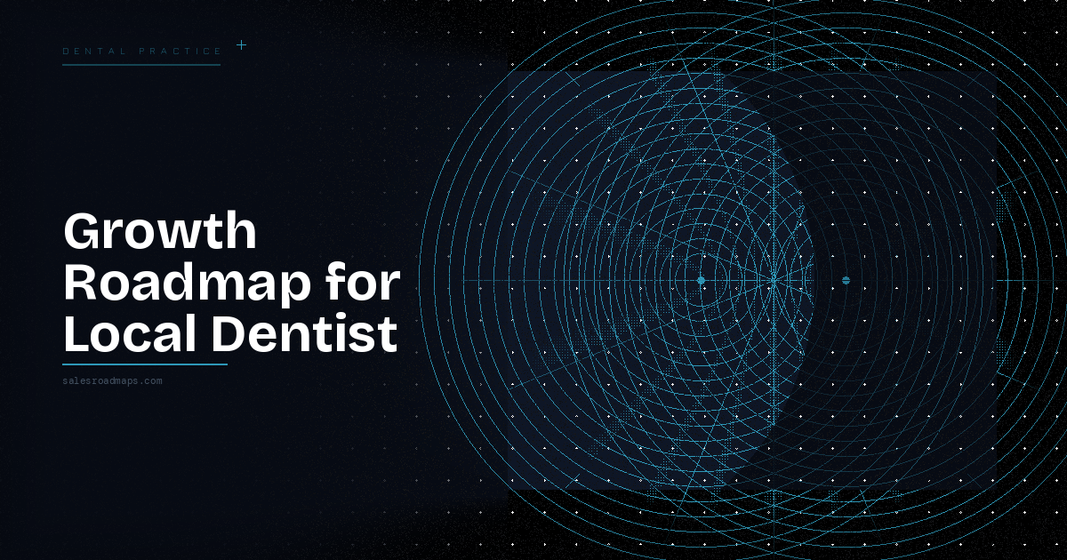 Growth Roadmap for Local Dentist—dark blue hero with circular blue grid artwork.
