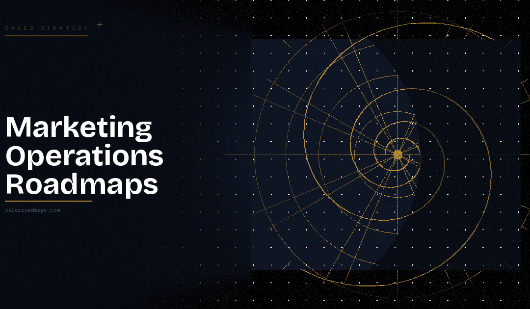 Hero banner with the title 'Marketing Operations Roadmaps' on the left; dark gradient background and a gold circular grid on the right suggesting a roadmap theme.