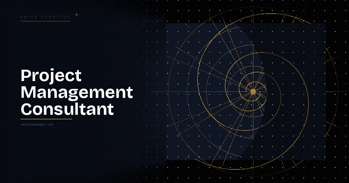 Hero banner: dark starry background with gold circular target design on the right; large text 'Project Management Consultant' and 'salesroadmaps.com'