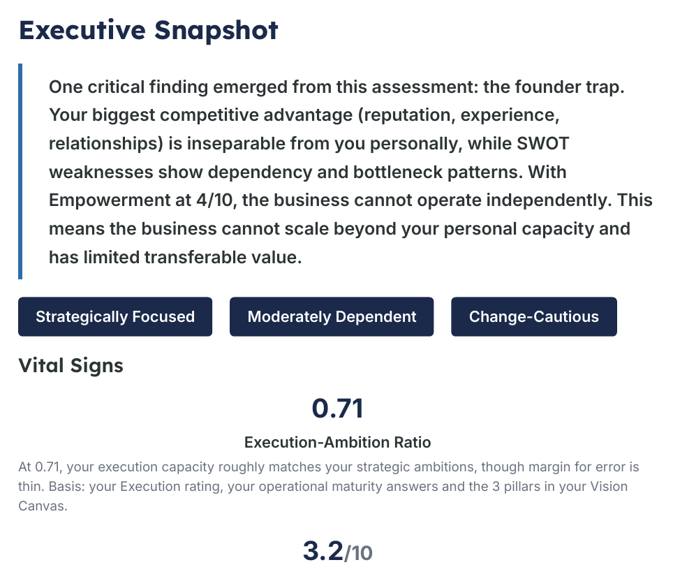 Vital Signs page from the generated assessment briefing