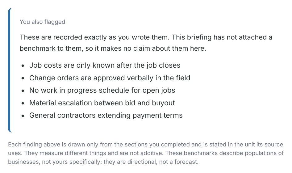 You also flagged page from the generated assessment briefing