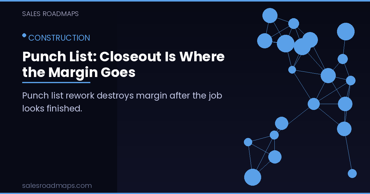 Sales Roadmaps cover image for the article Punch List: Closeout Is Where the Margin Goes