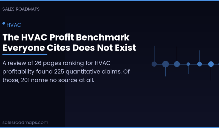 Dark blue Sales Roadmaps cover card reading The HVAC Profit Benchmark Everyone Cites Does Not Exist